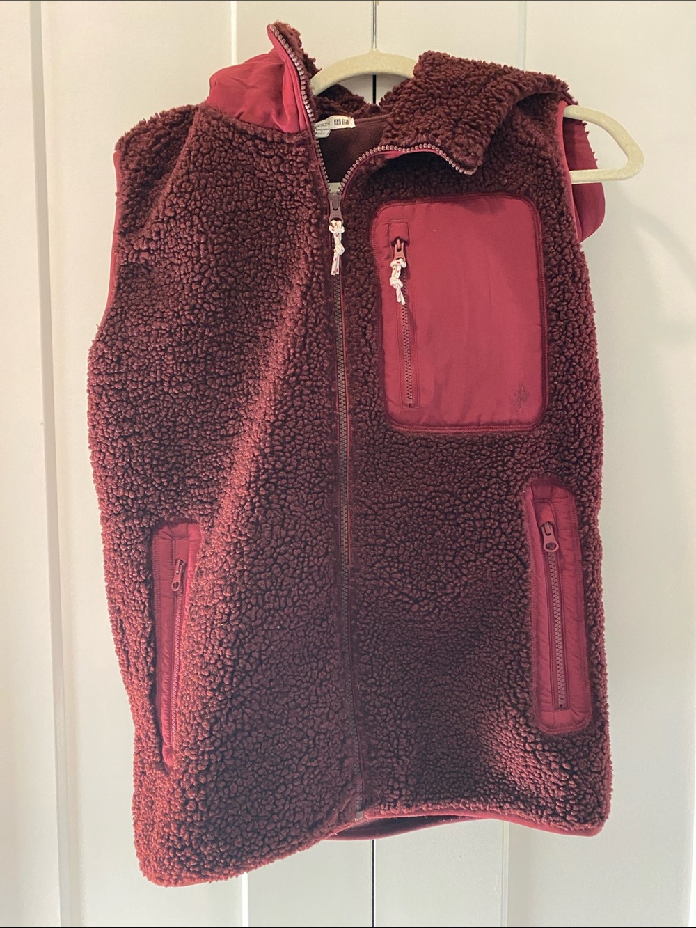 Woman’s Sherpa Vest in Deep Burgundy - Cozy Zip-Front Vest